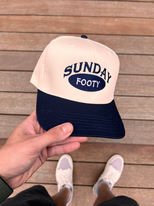 Sunday Footy 5 Panel, Navy & Natural