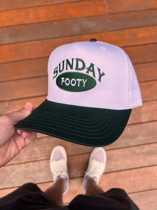 Sunday Footy 5 Panel, Green & White