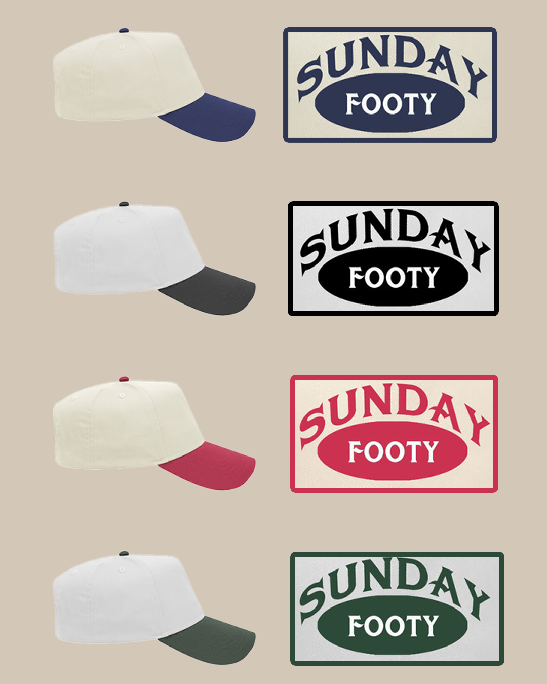 Sunday Footy 5 Panel, Red & Natural